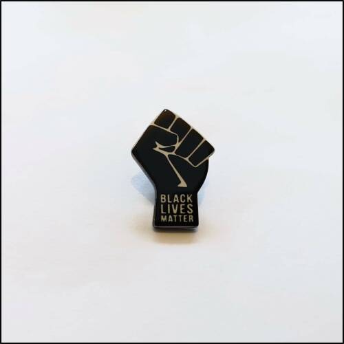 Black Lives Matter BLM Pin Badge Brooch Black Rainbow White Colours Anti Racism 