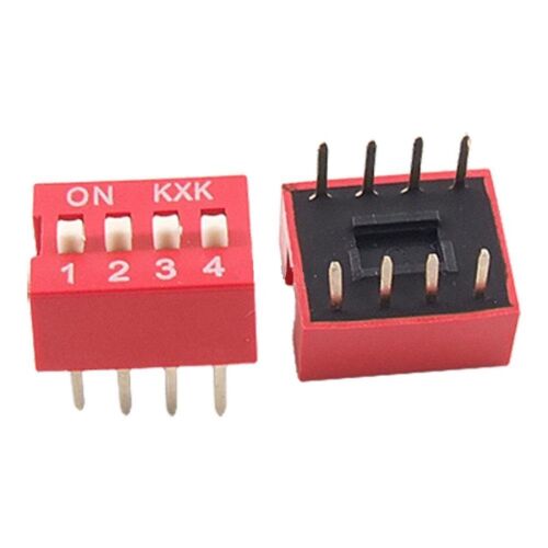 Switch Dip Switch 4 Positions 8 Pins Red - Model