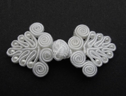 Silver White Fabric Frog Fasteners Fastener Cloak Clasps Black Cream Gold