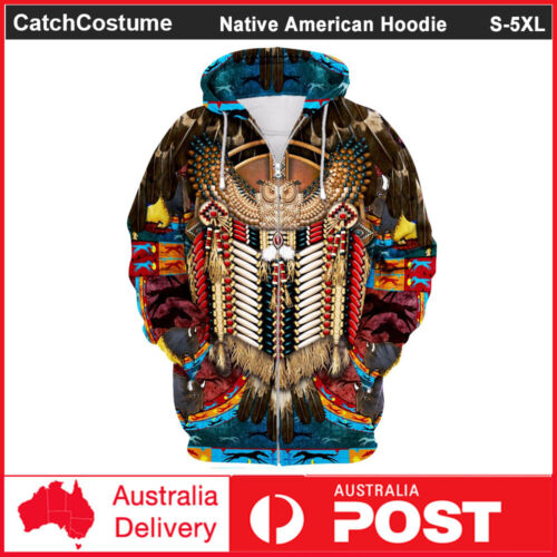Native American Indian Hoodie Jacket 3D Printed Pullover Sweatshirt Coat Unisex