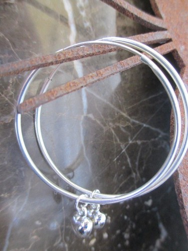 Silver Plated Hoops /& Small Hearts Handcrafted Earrings