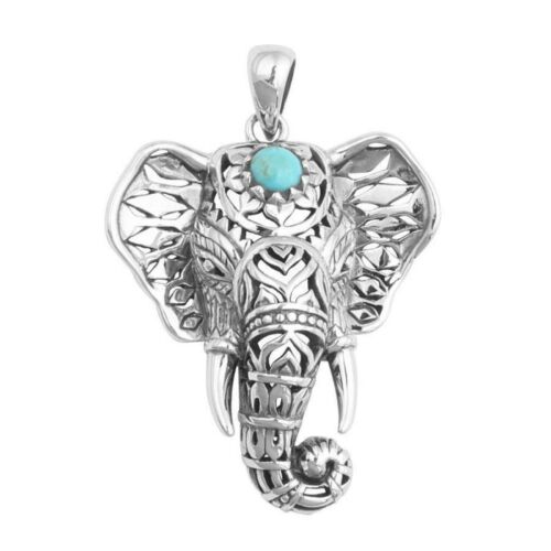 Retro Tibetan Silver Kallaite Animal Elephant Pendant Necklace Women New Jewelry 