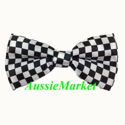 1 x bow tie bowtie checkered check black white mens girls ladies for suit shirt 