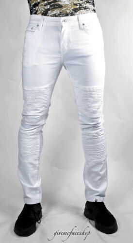 hip hop g distressed denim New Peviani yarm star straight-slim fit white jeans 