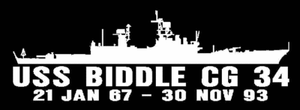 USS BIDDLE CG 34 DLG 34 Silhouette Decal U S Navy USN Military