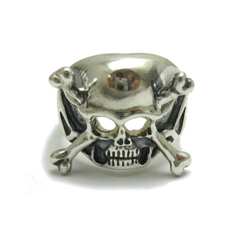 Sterling silver ring solid 925 Skull with Crossbones R000737 