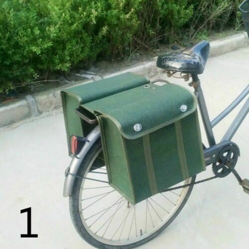 1980s Armee Leinen Doppel Fahrradtasche Taschen Grün Fahrrad Hinterer Sitz 