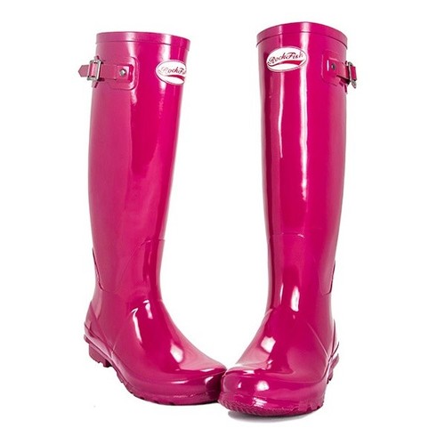 UK SIZES Rockfish Original Tall Ladies Wellington Boots Gloss Magenta