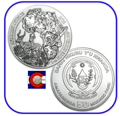 2014 Rwanda African Impala 1 oz Silver Coin in original mint sealed pack