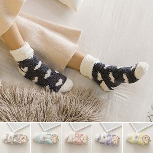 Women Bed Socks Love Heart Fluffy Warm Winter Gift Soft Floor Socks JDUK