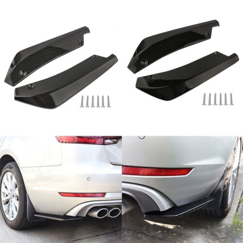 Universal Carbon Fiber Rear Bumper Lip Diffuser Splitter Canard Protector Car x2