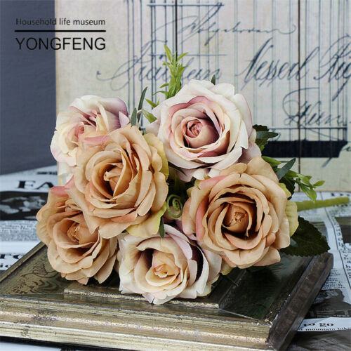 Artificial Roses Flowers Fake Silk Bridal Bouquets Wedding Party Home Decoration 
