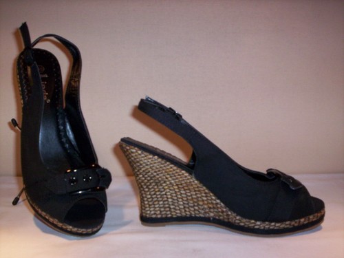 Scarpe sandali Linda donna shoes spuntate zeppa alta plateau tela 35 37 39 40