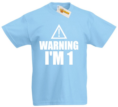Warning I/'m 1-1st Birthday Gift T-Shirt For 1 Year Old Boys /& Girls