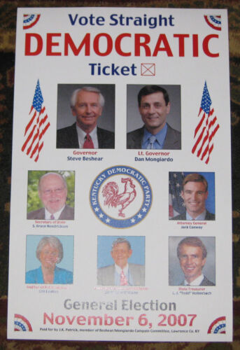 2007 KENTUCKY GOVERNOR & MULTIGATE COATTAIL PICTURE CAMPAIGN POSTER