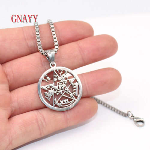 GNAYY stainless steel Mens Religious pentagram Pendant Box chain Necklace 24'' 