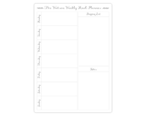 Dinner A4 Whiteboard Personalised Weekly Family Menu Meal Planner 