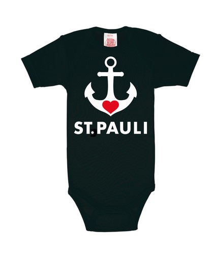 Strampler St Hamburg Anker Pauli Baby Body schwarz LOGOSHIRT