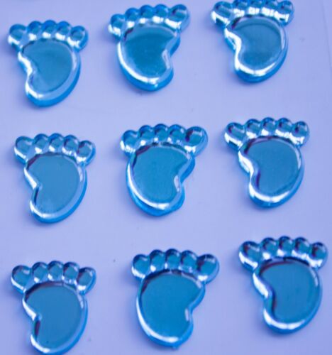 Baby Girl Boy Pink Blue Footprint Diamante Stickers Card Craft Embellishments 