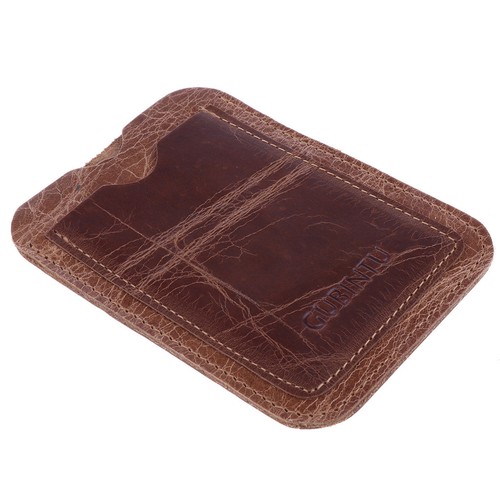Brown Leather Men/'s Small ID Credit Card Wallet Holder Slim Pocket Case