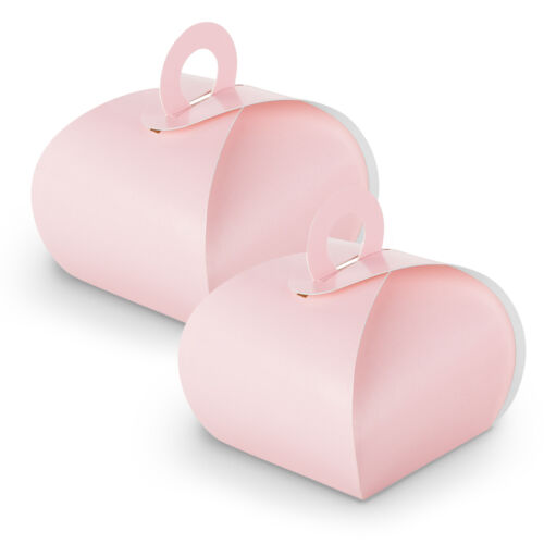 10x itenga Geschenkbox mit Griff rosa Gastgeschenk Kartonschachtel Baby Taufe