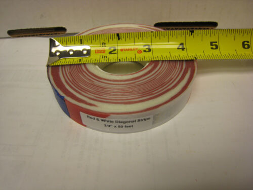 1  WHITE  /& RED Reflective Diagonal Stripe  Conspicuity Tape 3//4/" x 50/'