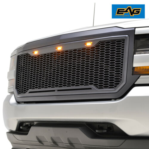 EAG Front Upper Grille Replacement LED Grill Fit 16 17 18 Chevy Silverado 1500 
