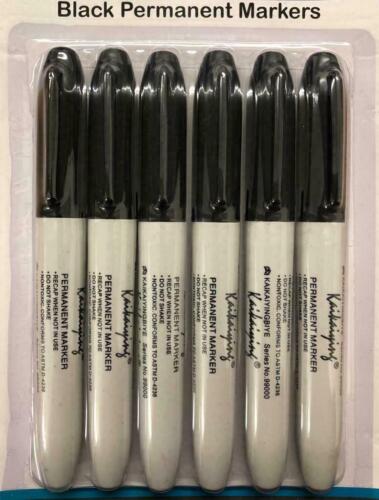KaiKaiYingBiye Black Permanent Marker Pens Fine Point Tip Sharp 6 x Pen Pack UK 