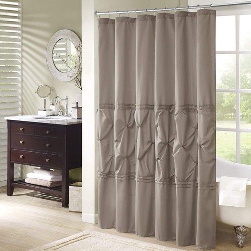 Taupe Earthtone Concrete Color Tufted Fancy Home Decor Bathroom Shower Curtain