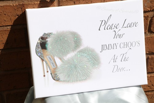 Any Size! Stunning Sparkle Pom Pom Choo Silver Glitter Shoe Canvas Print