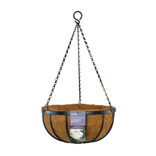 5 x Gardman 30cm 12 Inch Georgian Metal Hanging Basket Black Planter Coco Liner
