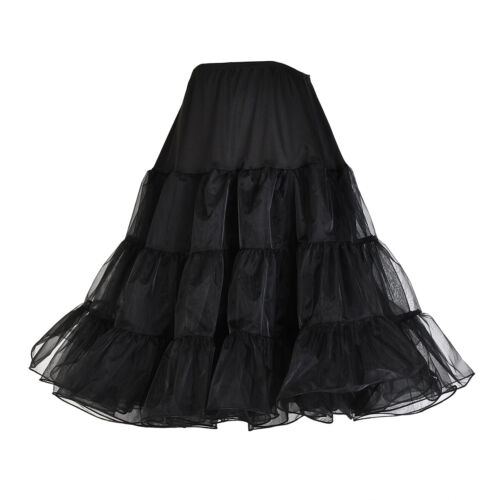 Women Retro Rockabilly Underskirt Swing Vintage Petticoat Fancy Net Skirt BlackT