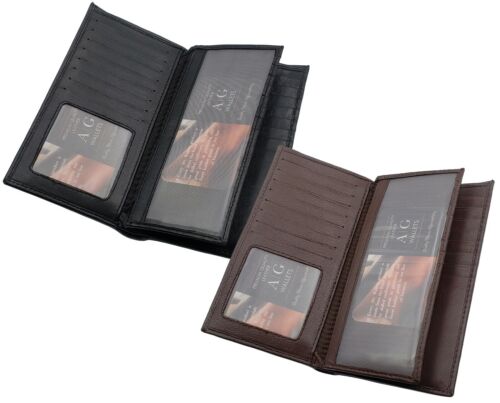 Long Cow Genuine Leather 23 Slots Credit Card Holder with Hide Money Tall Wallet