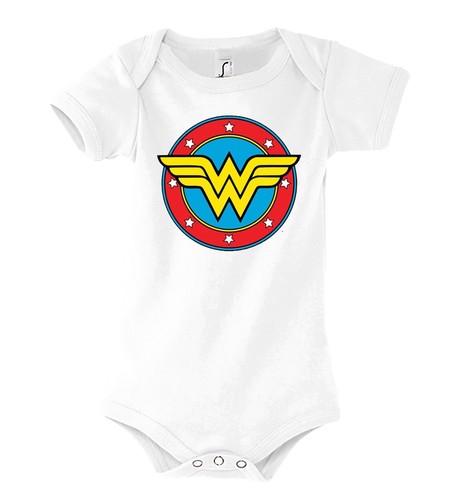 TRVPPY Baby Body Strampler Wonderwoman Superman Batman Retro Kinder Shirt