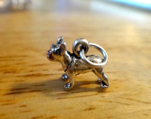 1 Sterling Silver 3D TINY 10x11mm Detailed Boston Terrier Dog Charm 