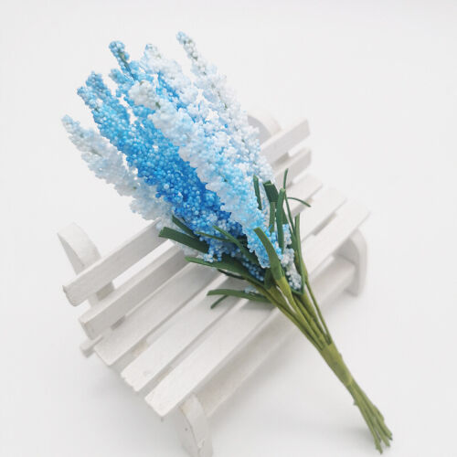 12 Heads Artificial Lavender Bouquet Fake Silk Flowers Wedding Party Home Decor