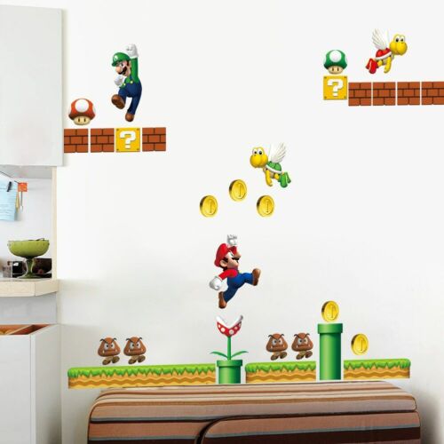 Cartoon Mario 3D Wall Stickers Decals Kids Room Nursery Home Decor Mural Art