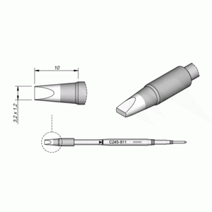 JBC Tools Chisel Soldering Cartridge C245-911 3.2 x 1.2mm x 10mm