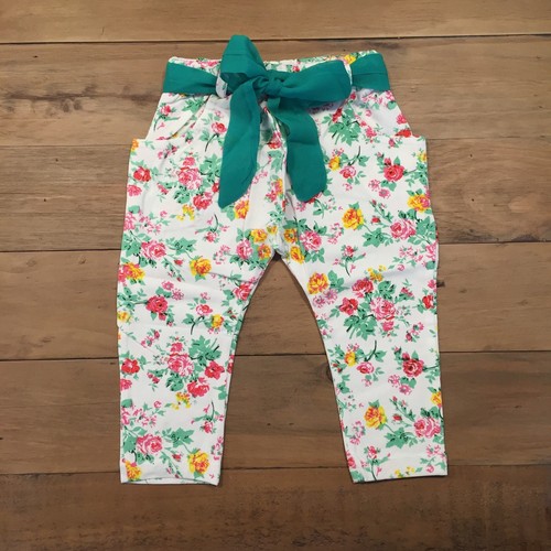 summer outfit. Baby girl floral colourful harem style trousers