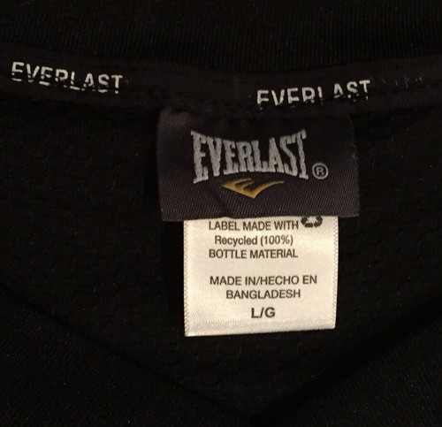 EVERLAST BASKETBALL JERSEY YOUNG MENS ACTIVE BOXING SHIRT BLACK LRG SINCE 1910