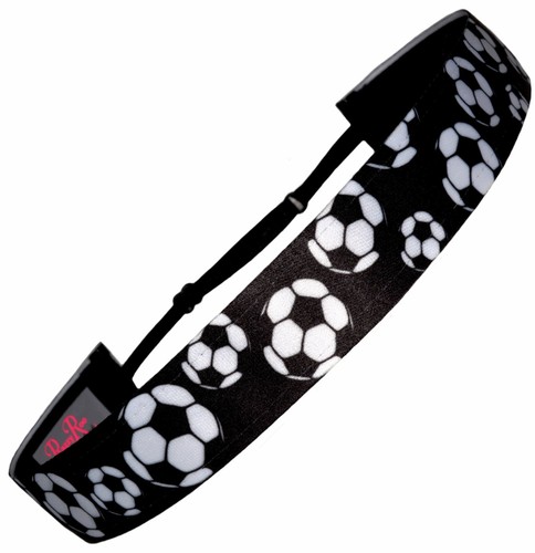 ADJUSTABLE Non Slip Headband /"Black Soccer/" Girls Soccer headband by RazzyRoo