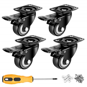 2 inch Casters Set of 4 with Brake Mute and Floor Protection Noise Swivel NEW
