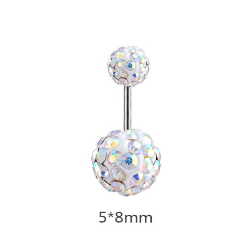 Belly Bar Navel Button Ring Crystal Gem Dangly Surgical Steel Body Jewellery LC
