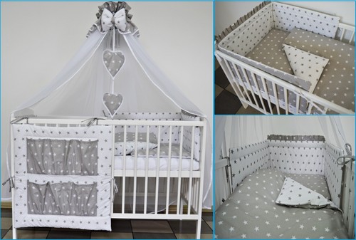 PILLOW COVERS COT BUMPER+DUVET 3 PC GREY YELLOW BABY BEDDING SET COT BED