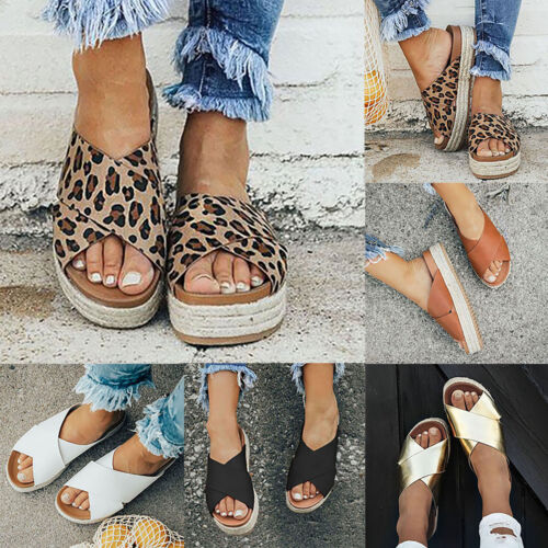 Women’s Wedge Flatform Espadrille Sandals Summer Beach Shoes Flip Flops Slippers 