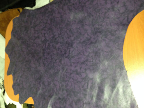 FREE SHIPPING Purple/&Black smooth finished Marble Pttrn printed dyed lamb skin