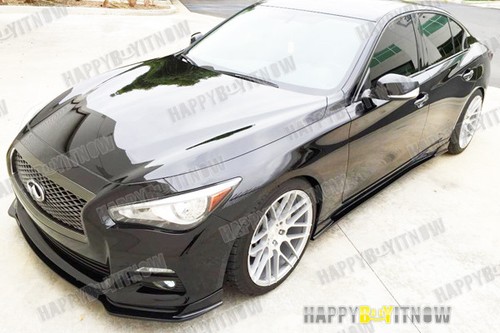 PAINTED BLACK P-TYPE 3PCS FRONT LIP SPOLIER FOR INFINITI 2014~17 Q50 BASE MODELS