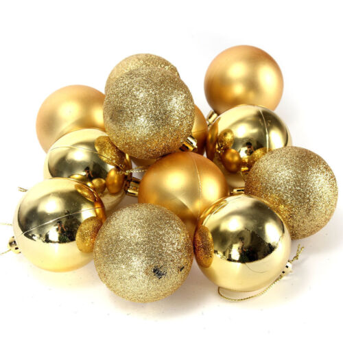 24x Glitter Christmas Baubles Xmas Tree Ornament Hanging Balls Christmas Decor