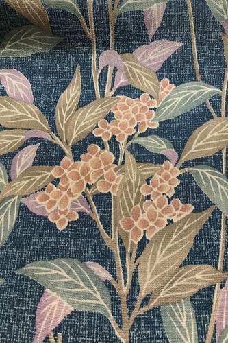 floral J16 @@100 cm Japanese vintage kimono silk fabric//smooth crepe//navy blue