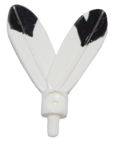 ☀️NEW Lego White Black Plume Feathers w// Pin Indian//Tribal//native Minifig Helmet